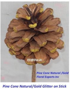 PINE CONE NATURAL & GOLD GLITTER TIP