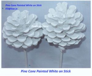 PINE CONE WHITE ON STICK